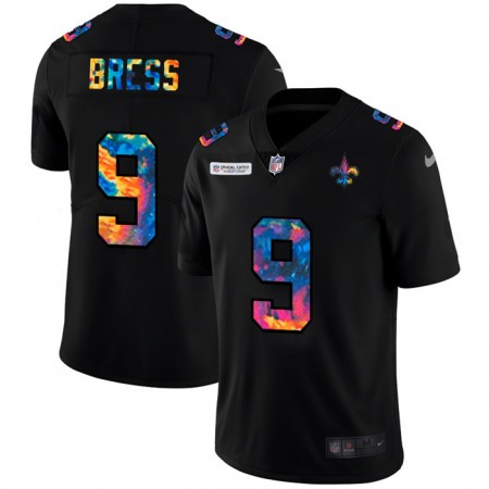 Miesten New Orleans Saints NFL Pelipaita Drew Brees 9 Nike Flocked Leopard Print Musta